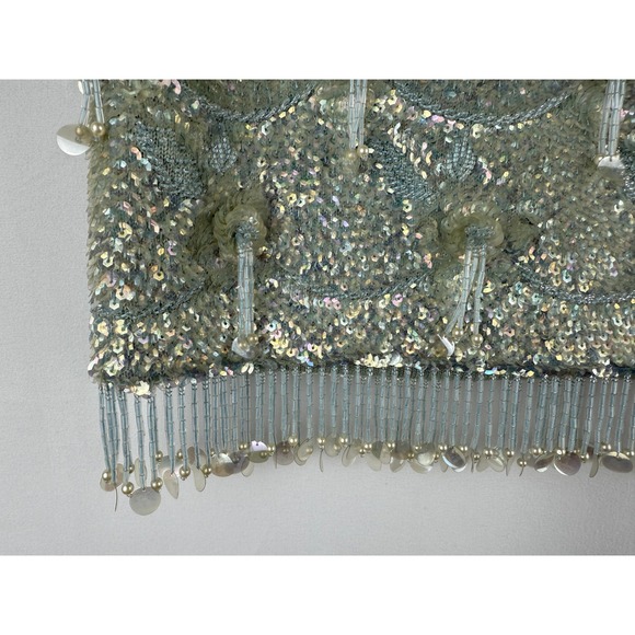 Belle Jacob Sequin Vintage 60s Designer Top Beaded Sleeveless Top Wool Party M - Picture 2 of 7